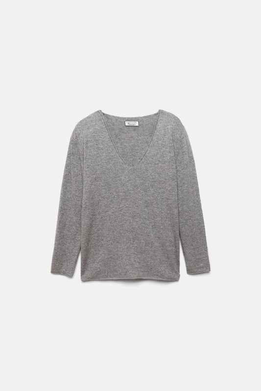 Maglione in maglia rasata con scollo a V