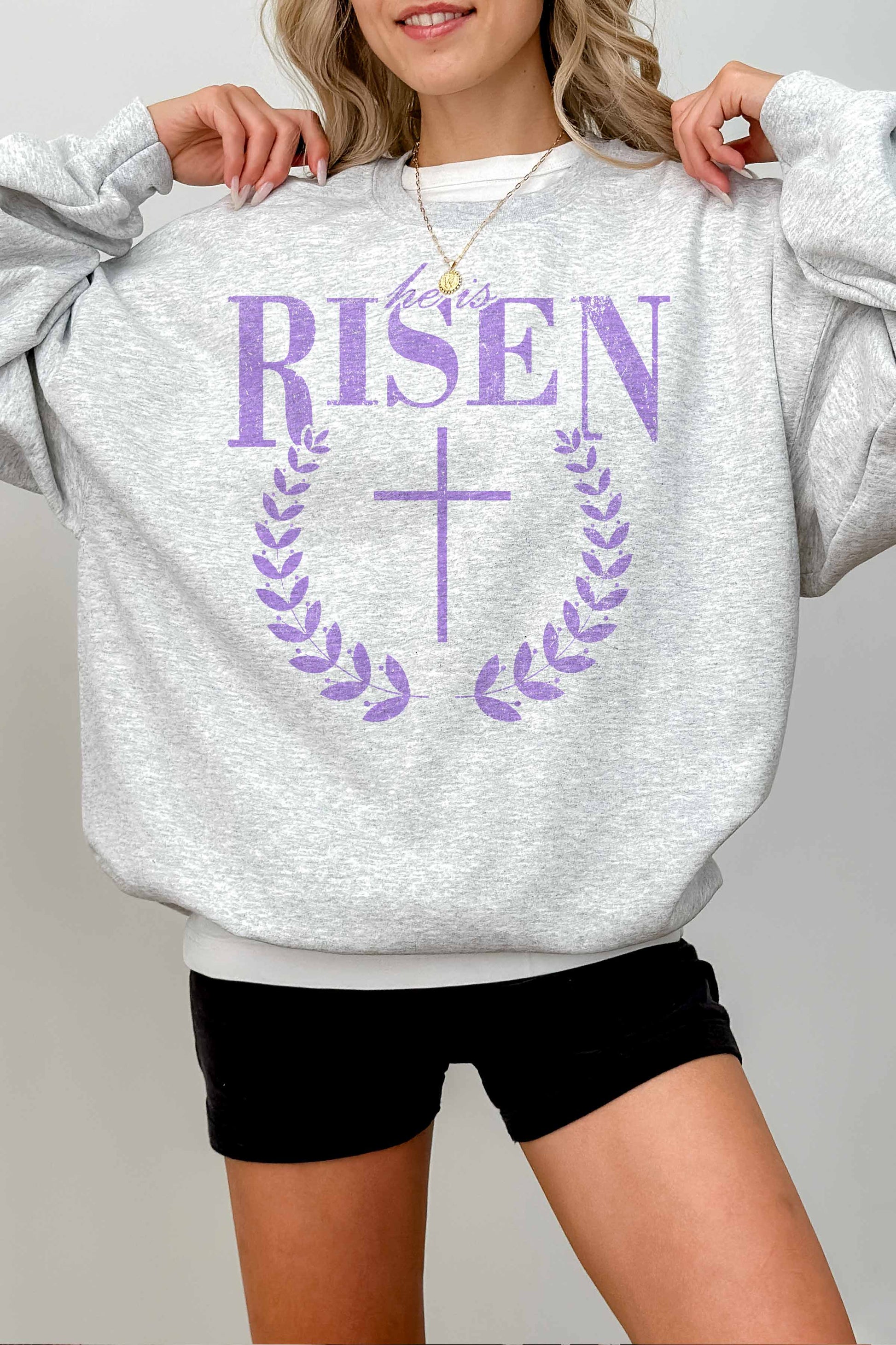 Felpa oversize grafica “He Is Risen”