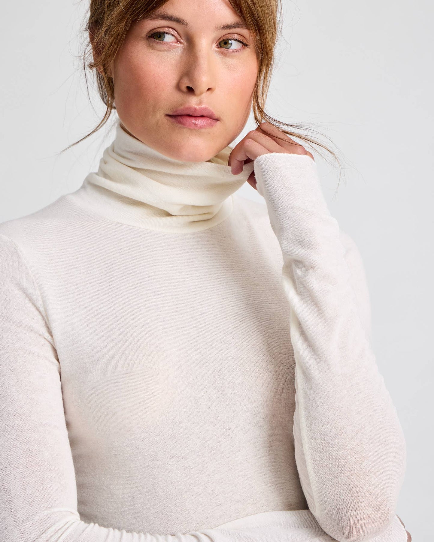 Maglia dolcevita Anna in lana bianco sporco