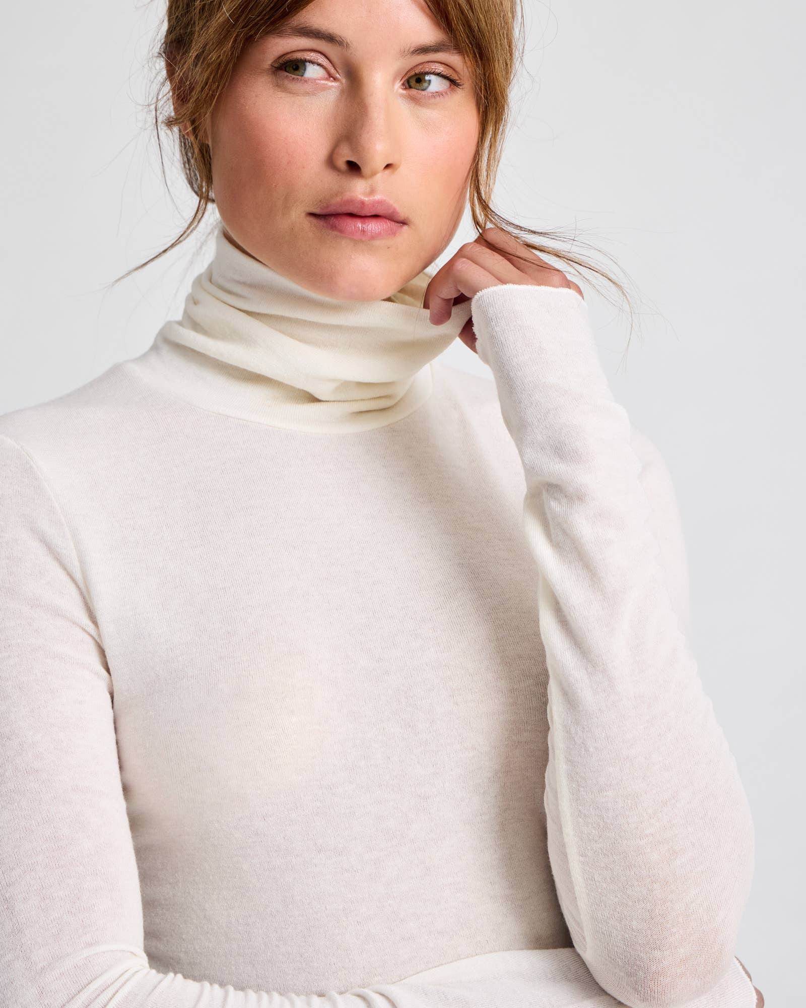 Maglia dolcevita Anna in lana bianco sporco