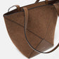 Borsa shopper in feltro con inserti effetto pelle