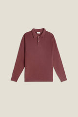 Maglione polo in cotone organico color cioccolato amaro