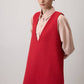 Abito pinafore in tweed con scollo a V rosso
