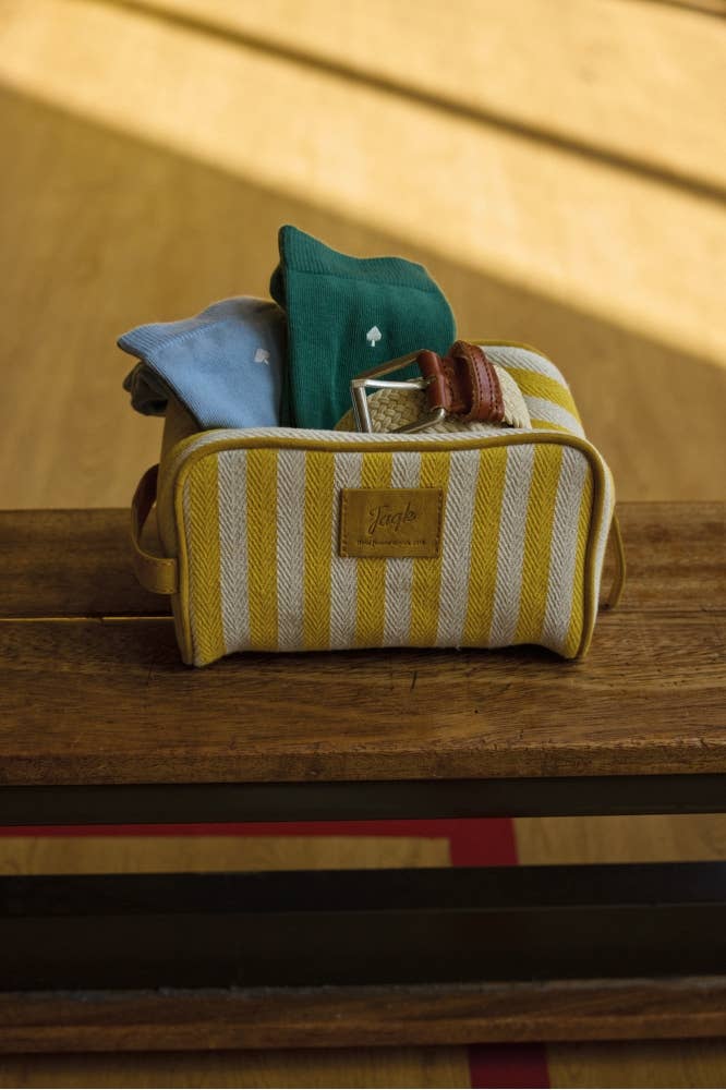 Borsa da toilette da viaggio in tessuto con zip