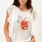 T-shirt con stampa farfalla e maniche a volant