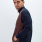 Giacca in maglia con zip e pannello effetto suede