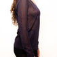Maglione con scollo a V glitterato in maglia 3D