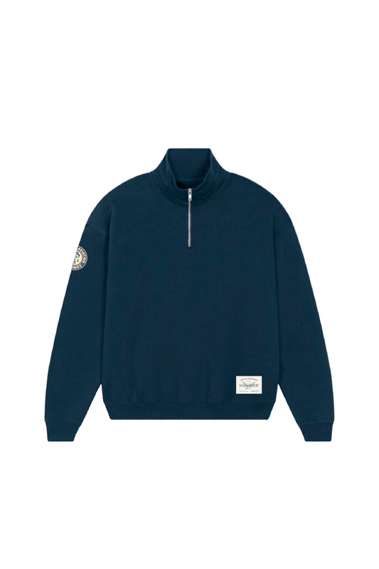 Felpa aviation blu in jersey di cotone biologico