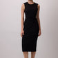 Abito dritto midi nero con accessori in pelle
