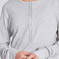 Maglia Henley a Costine in Cotone Biologico Grigio Chiaro Mélange
