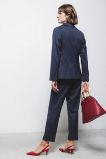 Pantaloni gessati a gamba dritta