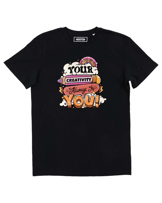 T-shirt unisex nera in cotone biologico con stampa motivazionale
