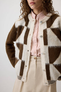 Cardigan in maglia color block