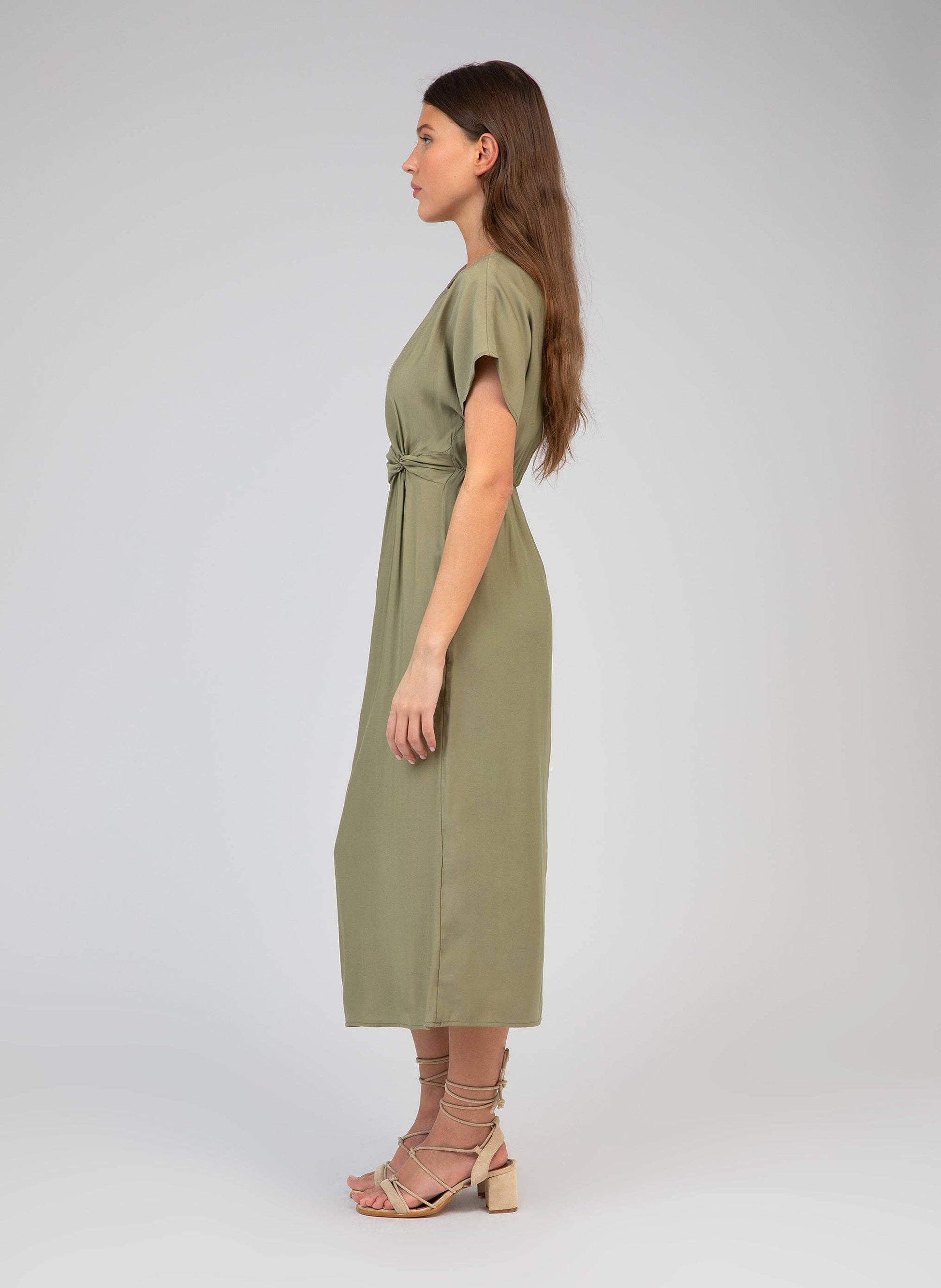 Abito midi Moundy verde militare