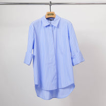 Camicia oversize a righe in cotone elasticizzato