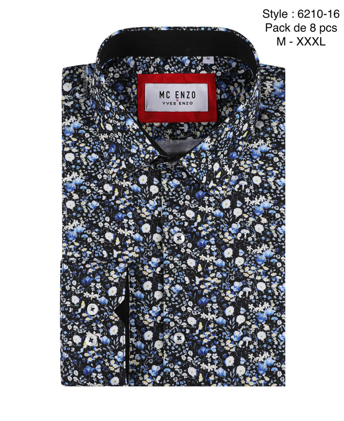 Camicia comfort a fantasia Liberty blu marino