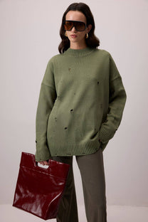 Maglione oversize effetto destroyed