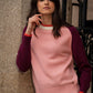 Maglia in lana bicolore rosa e viola