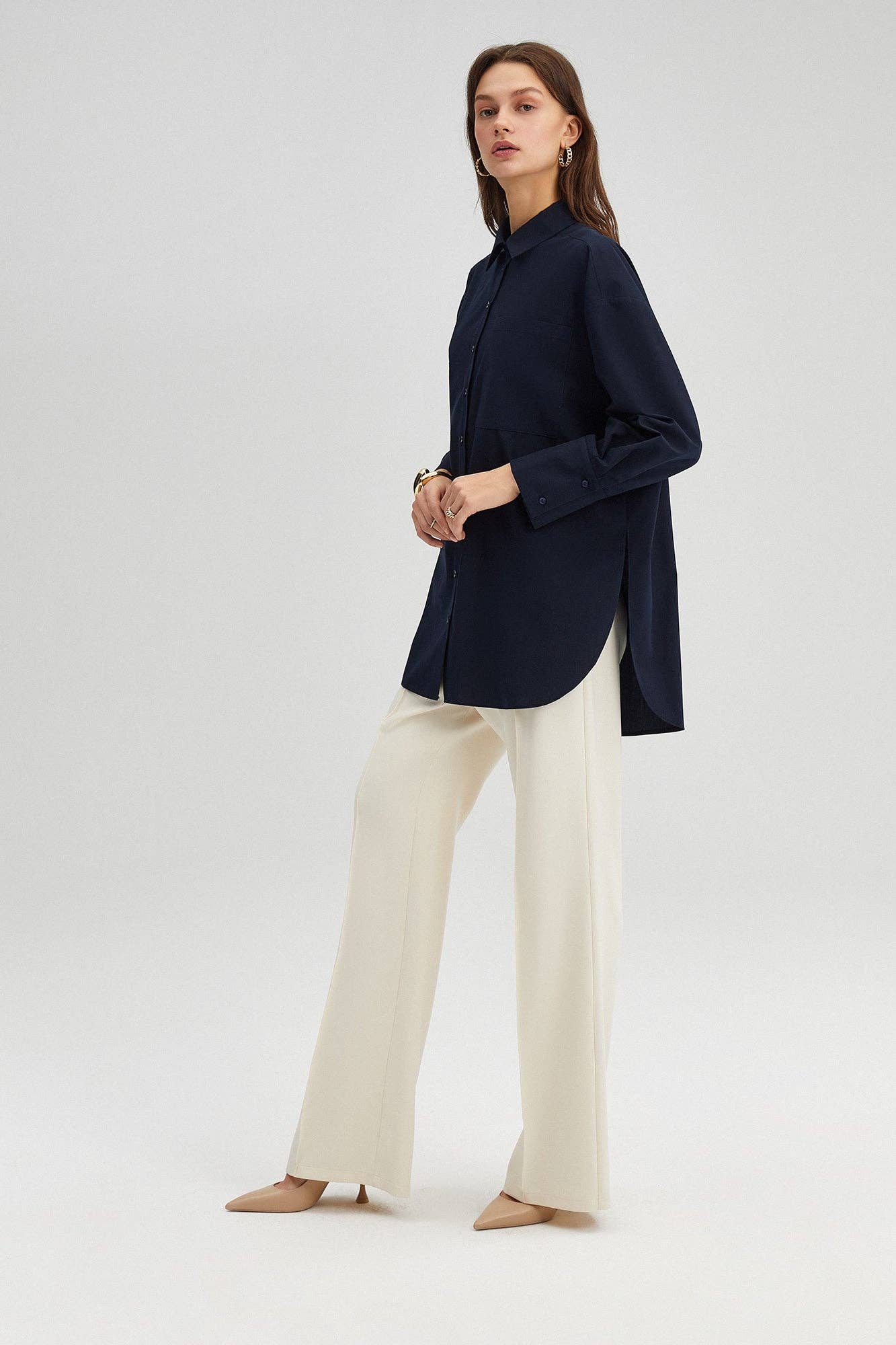 Camicia oversize relax fit in popeline misto cotone