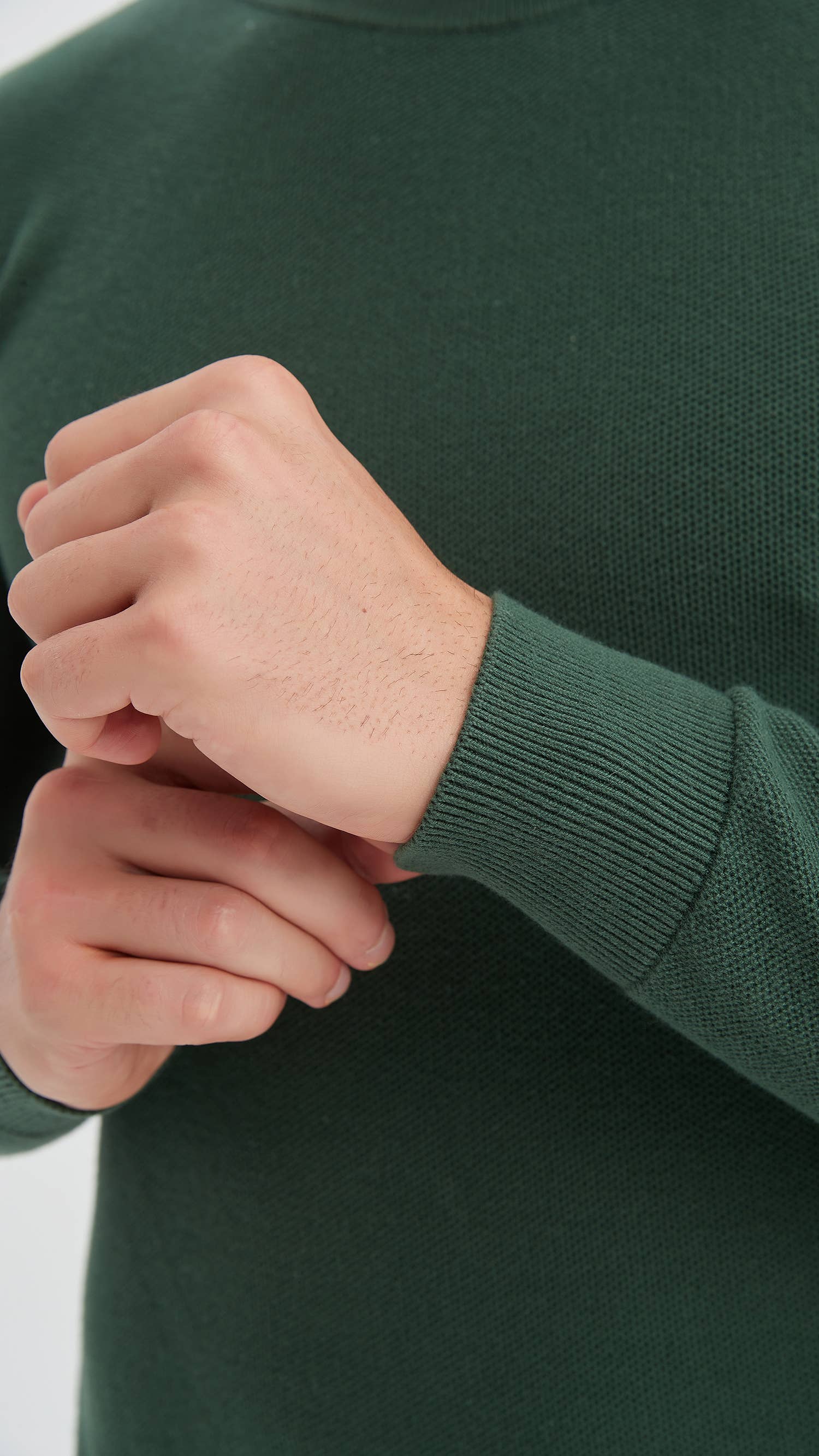 Felpa girocollo in cotone piqué verde menta