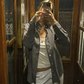 Camicia in lino e cotone grigio antracite