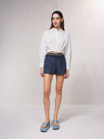 Camicia corta in cotone bianca