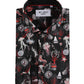 Camicia stretch aderente con stampa marina nera