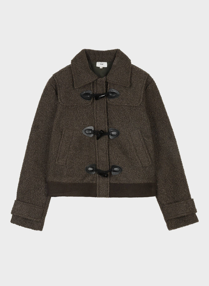 Giacca bouclé militare con alamari