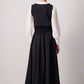 Abito maxi nero senza maniche con scollo a V e vita elastica