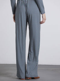 Pantaloni stampati a palazzo in viscosa