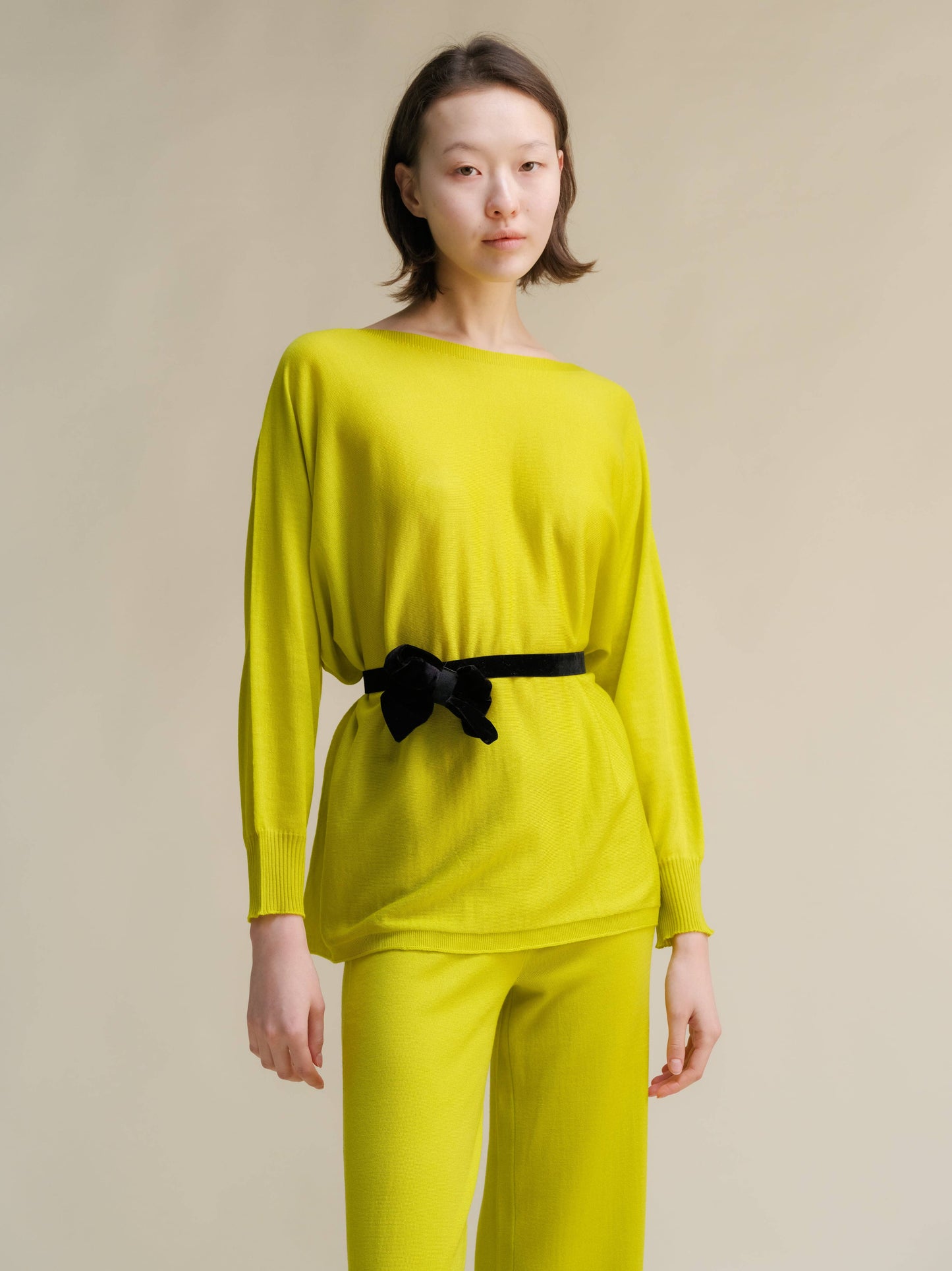 Pullover oversize a barchetta in lana merino extrafine
