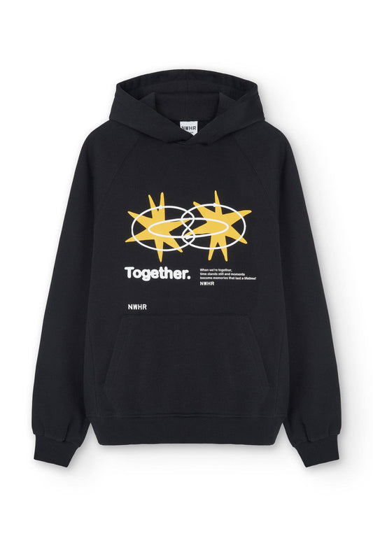 Felpa con cappuccio oversize Star nera in cotone biologico