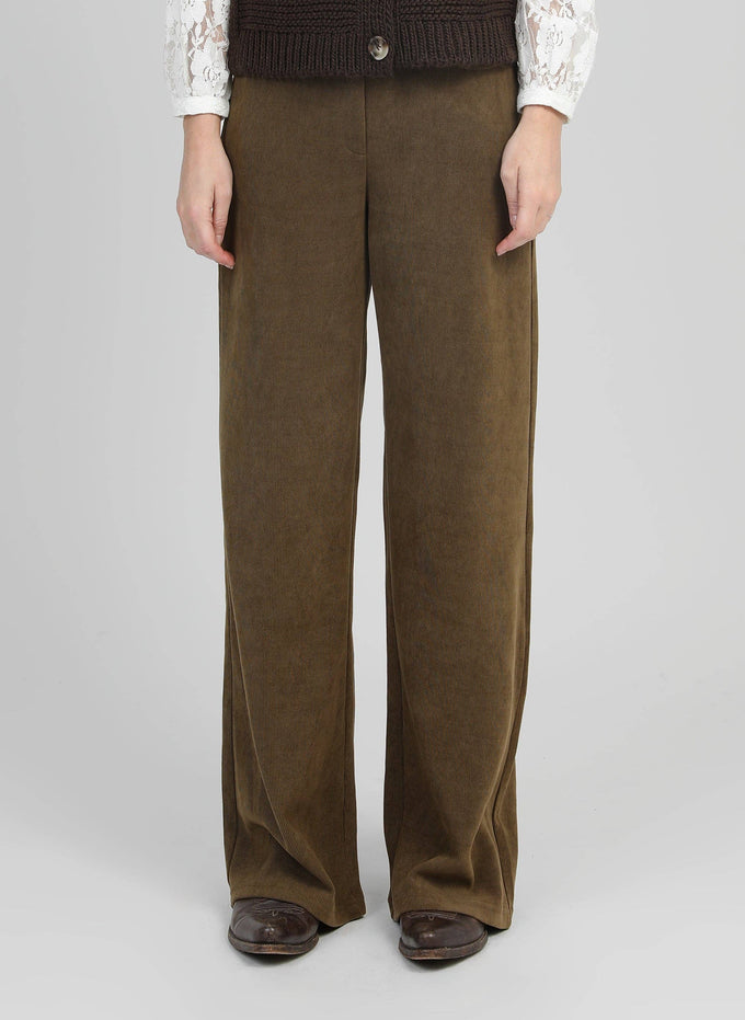 Pantaloni ampi in velluto a coste verde militare