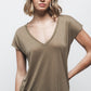T-shirt in lyocell con scollo a V
