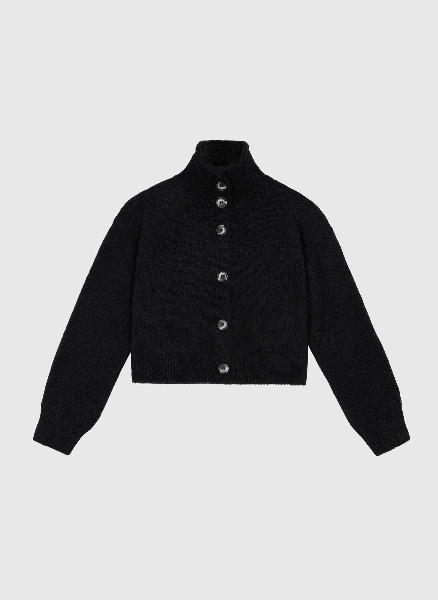 Gilet in maglia nero con collo alto e bottoni