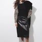 Gonna midi in ecopelle con zip frontale