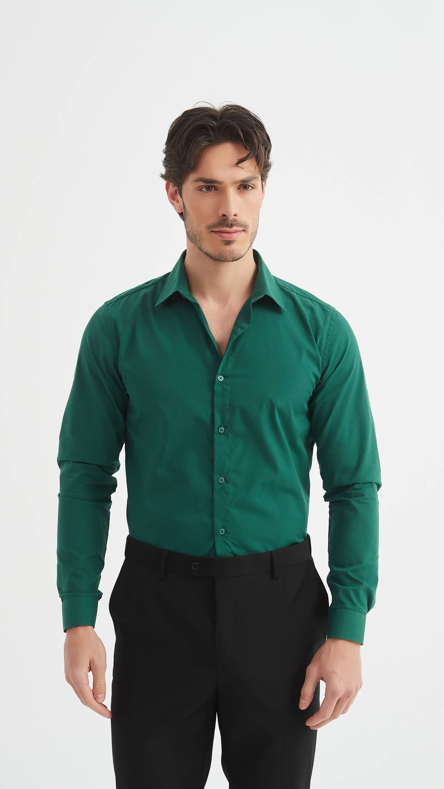 Camicia verde slim fit da uomo