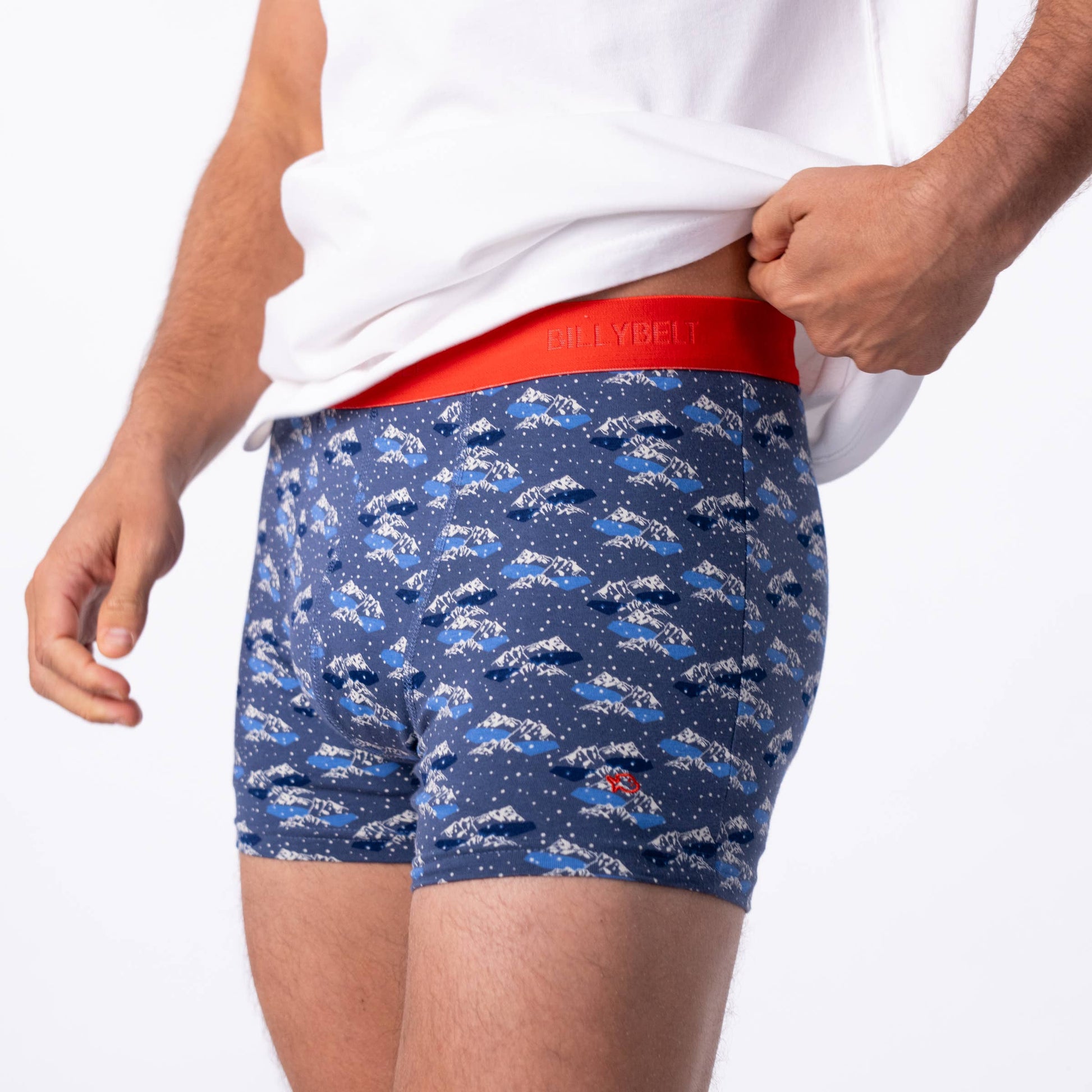 Boxer da uomo in cotone biologico con stampa montagna