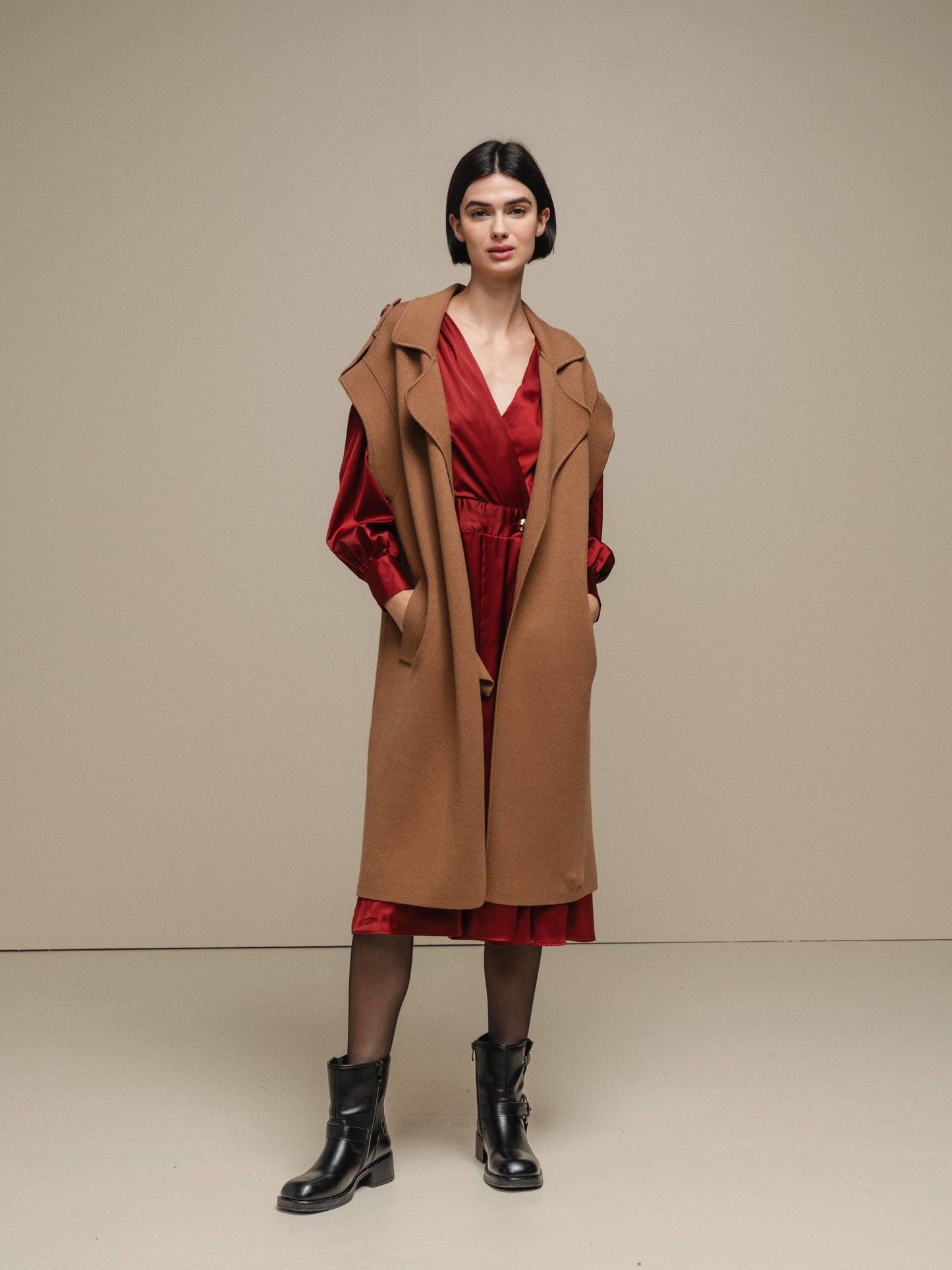 Gilet cappotto lungo smanicato da donna