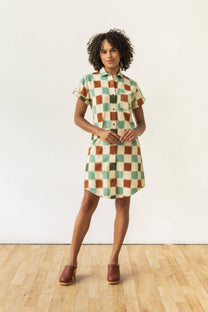 Abito camicia Loren a quadri ikat in cotone