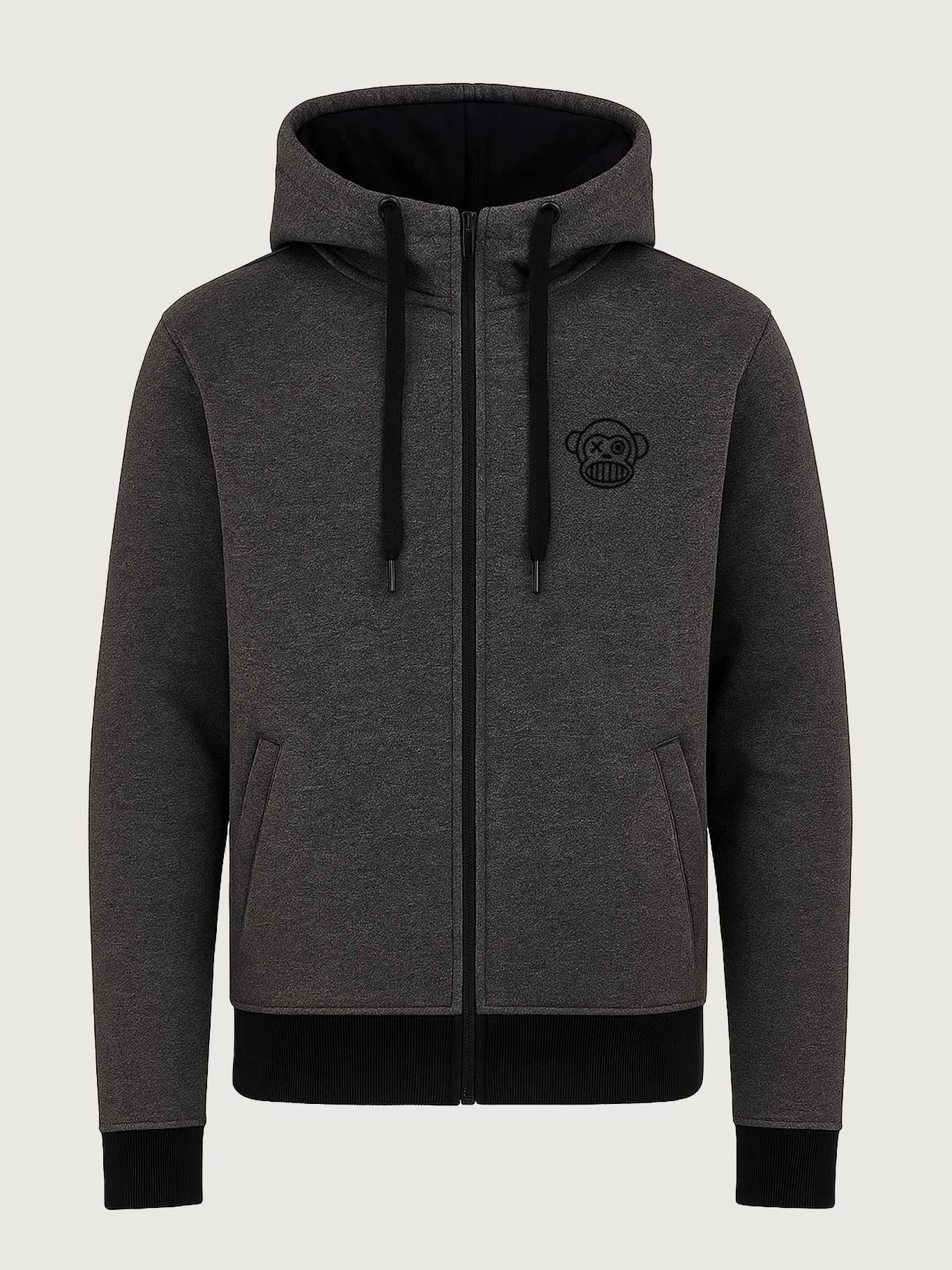Felpa con cappuccio e zip Chimp Loco Monky grigio scuro
