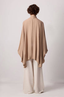 Top kimono oversize in viscosa con fiocco al collo
