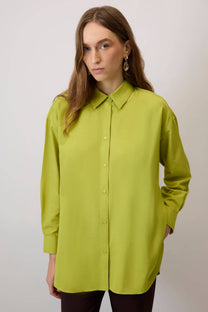 Camicia in popeline oversize verde lime