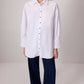 Camicia oversize in popeline bianco con colletto e polsini in paillettes