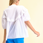 Blusa Plumetis in Cotone con Rouches