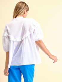 Blusa Plumetis in Cotone con Rouches