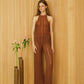 Top halter all’uncinetto in cotone con motivo zig zag