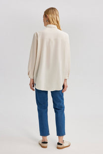 Camicia oversize in lino testurizzato con ricamo
