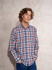 Camicia uomo a quadri in cotone misto