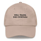 Cappellino in cotone ricamato “Will Travel for Cocktails”